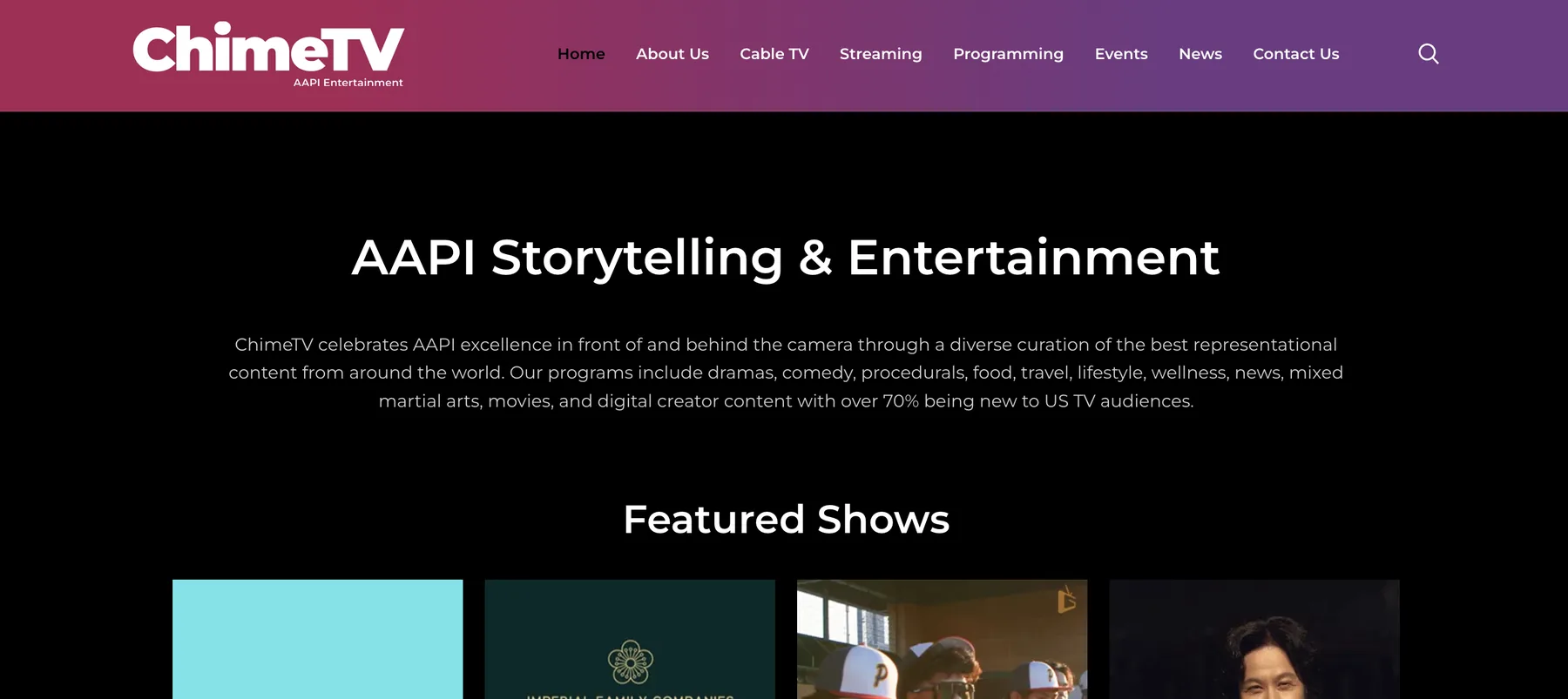 ChimeTV website screenshot