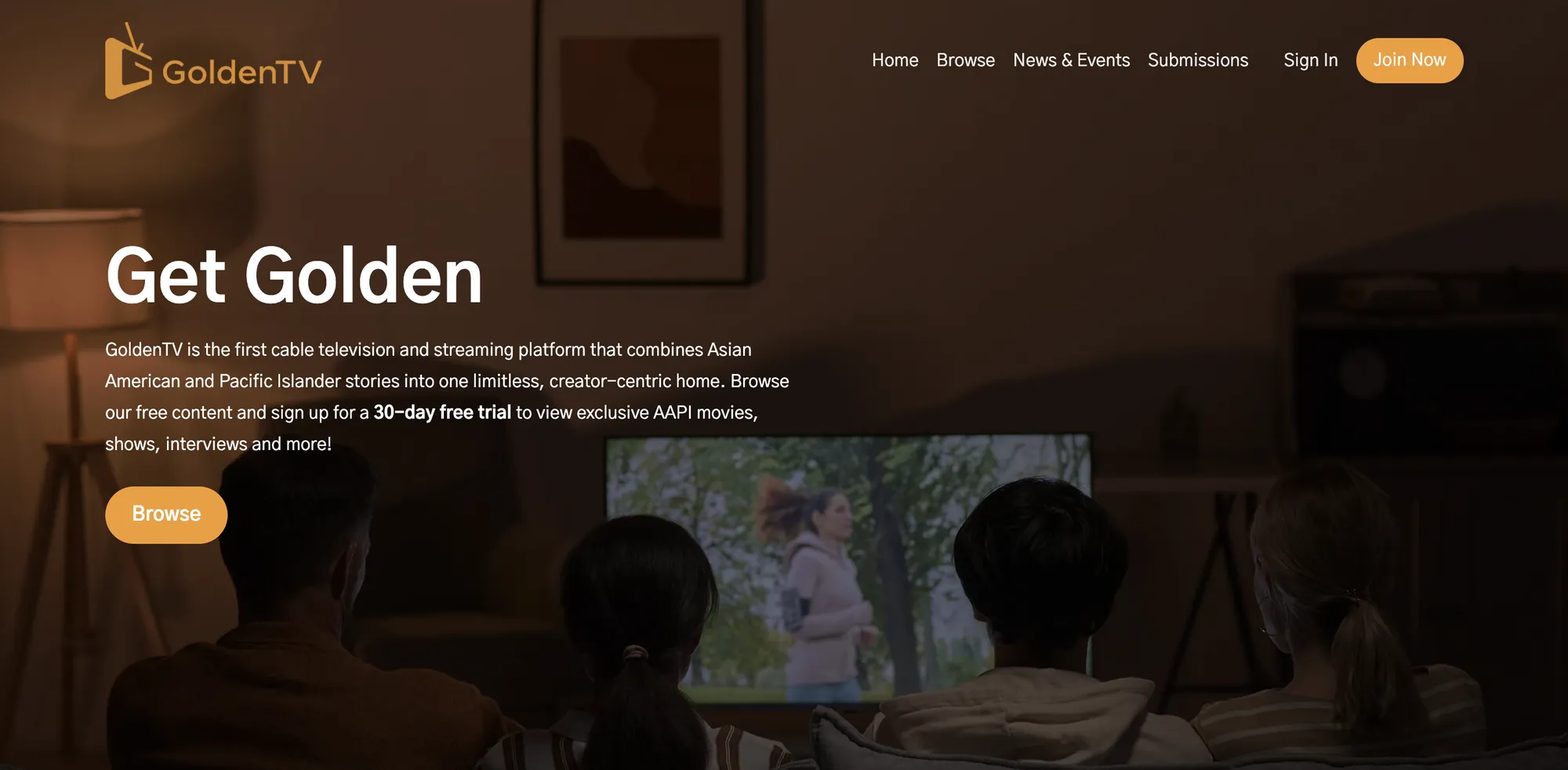 GoldenTV website screenshot